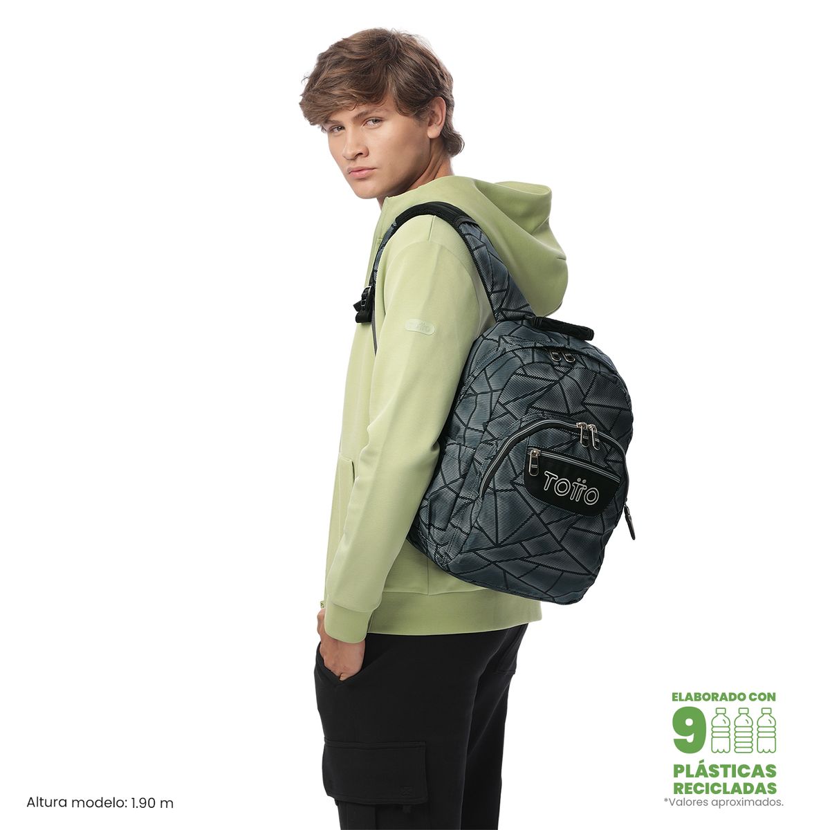 TOTTO - Morral Mochila Escolar Gommas Hombre Gris Totto