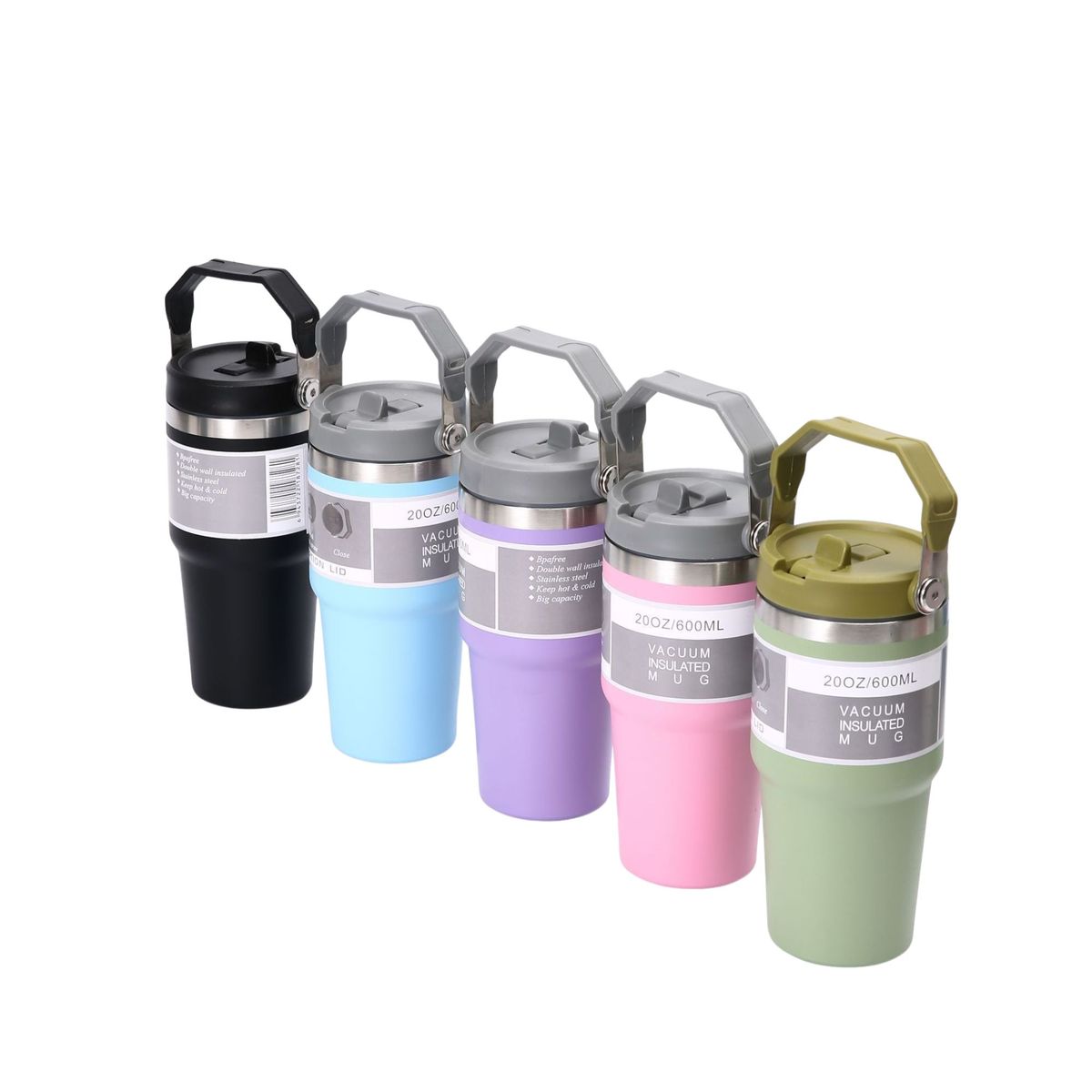 TRIPLE CLEAN - Botilo Con Asa Acero Inoxidable 600 Ml rosado