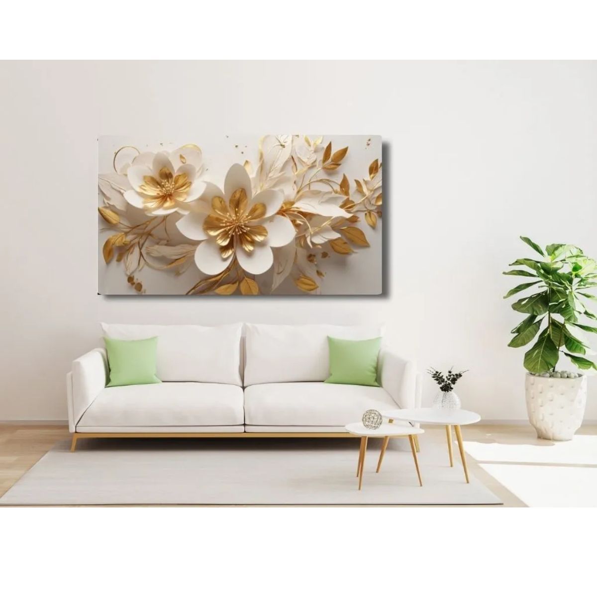 GENERICO - Lienzo Flores Doradas 120 X 70 Cm Cuadro Decorativo