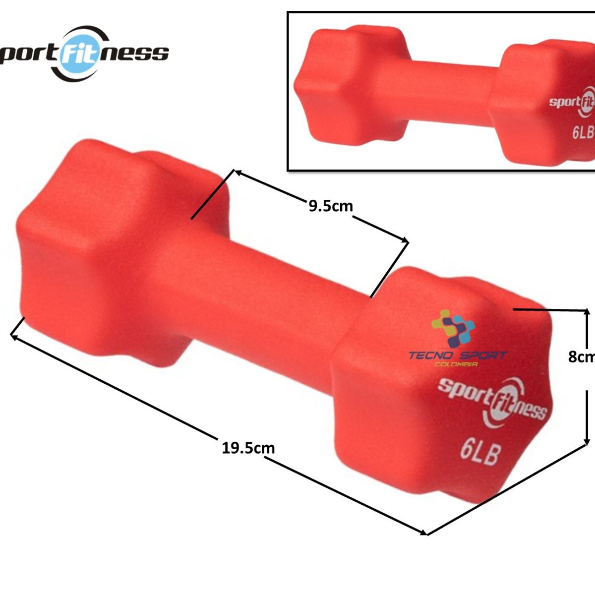 SPORT FITNESS - Mancuerna Sportfitness 6lbs Encauchetadas Gym