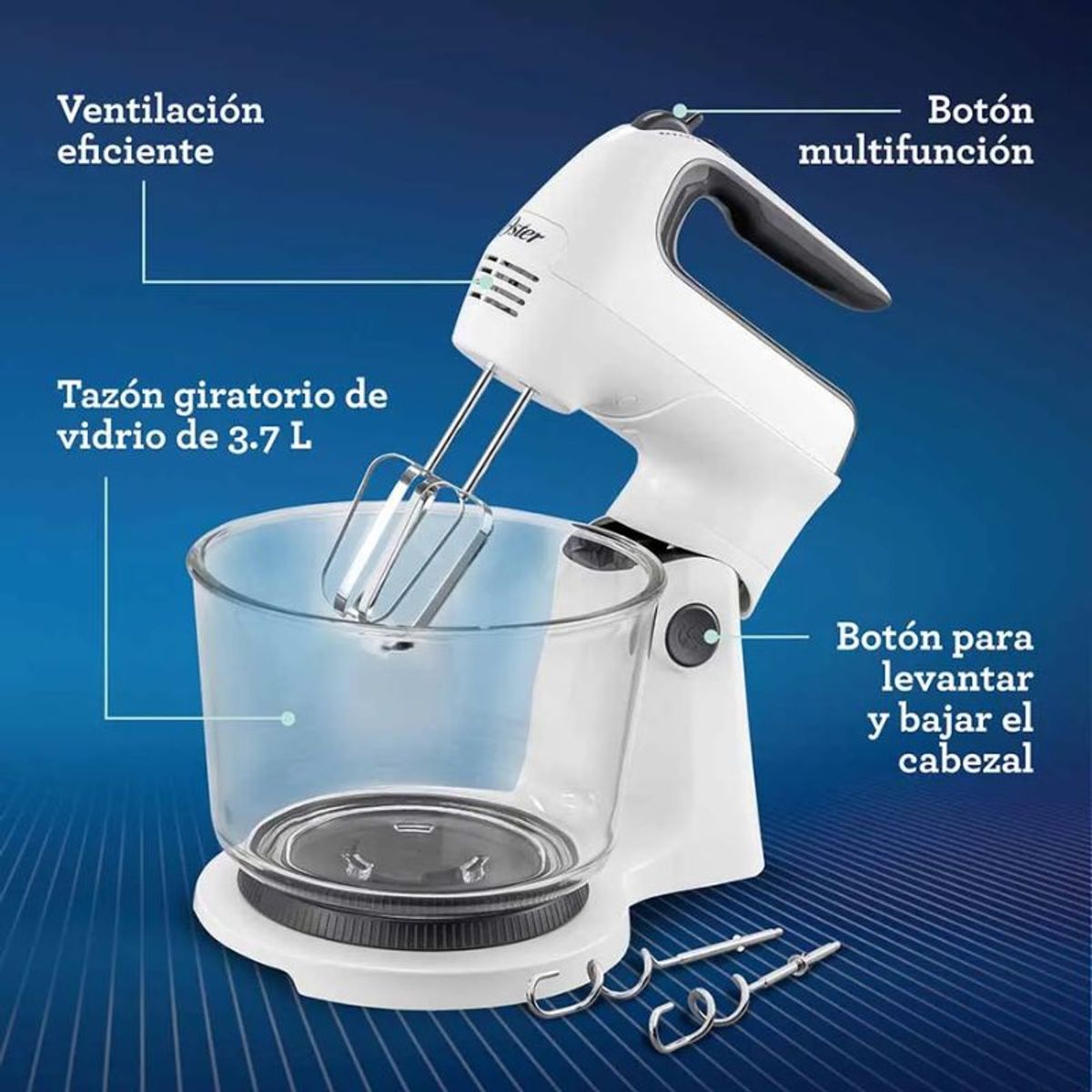 OSTER - Batidora de Mano y Pedestal OSTER + Turbo 2121775 Blanco