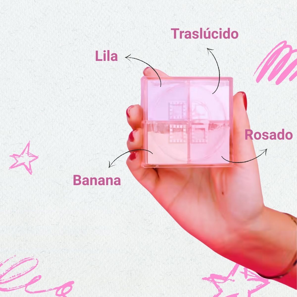 GENERICO - Polvo Suelto 4 en 1 Bloomshell - Traslúcido Banana Lila y Rosa