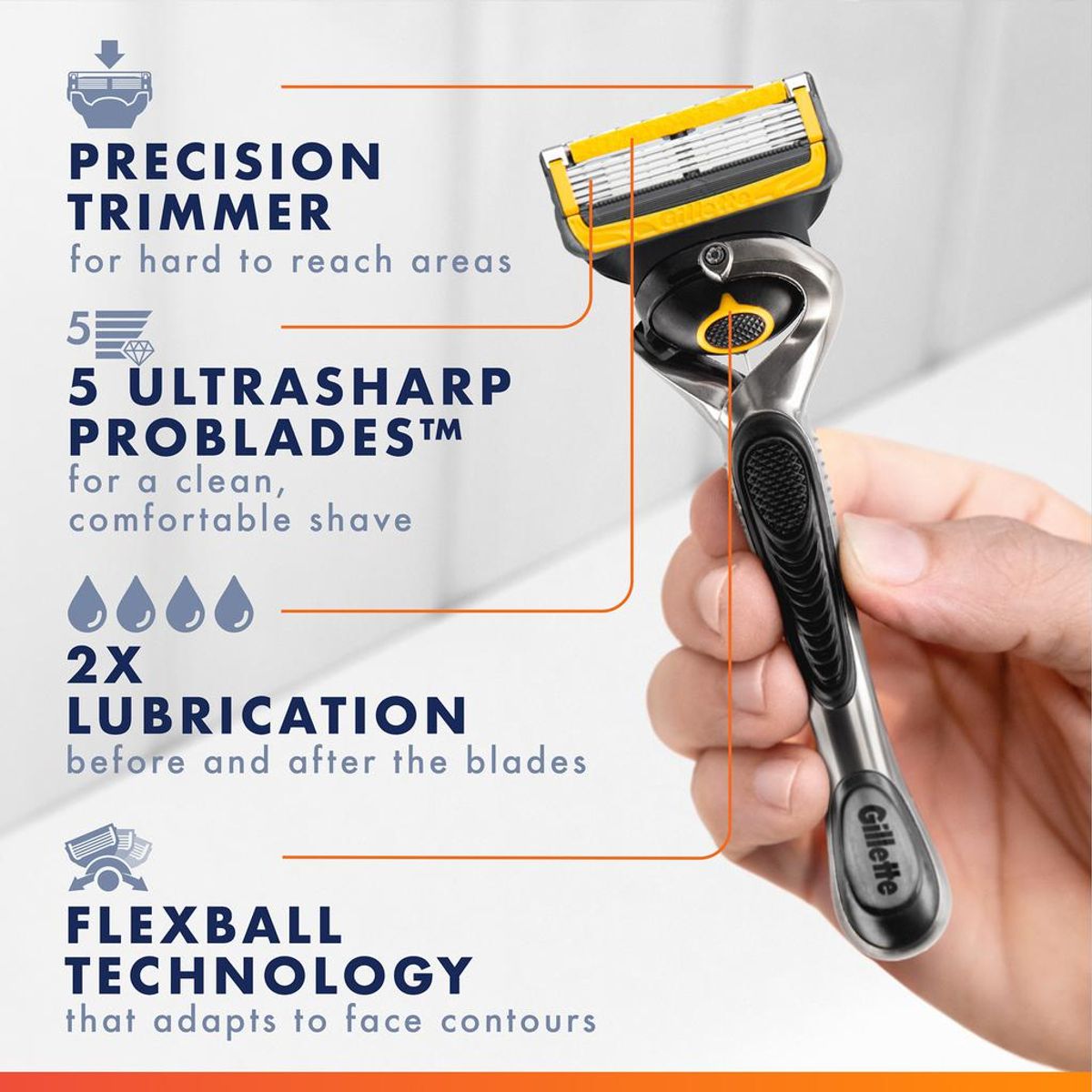 GILLETTE - Gillette Fusion 5 Proglide Repuestos para Rasuradora 13 Unidades