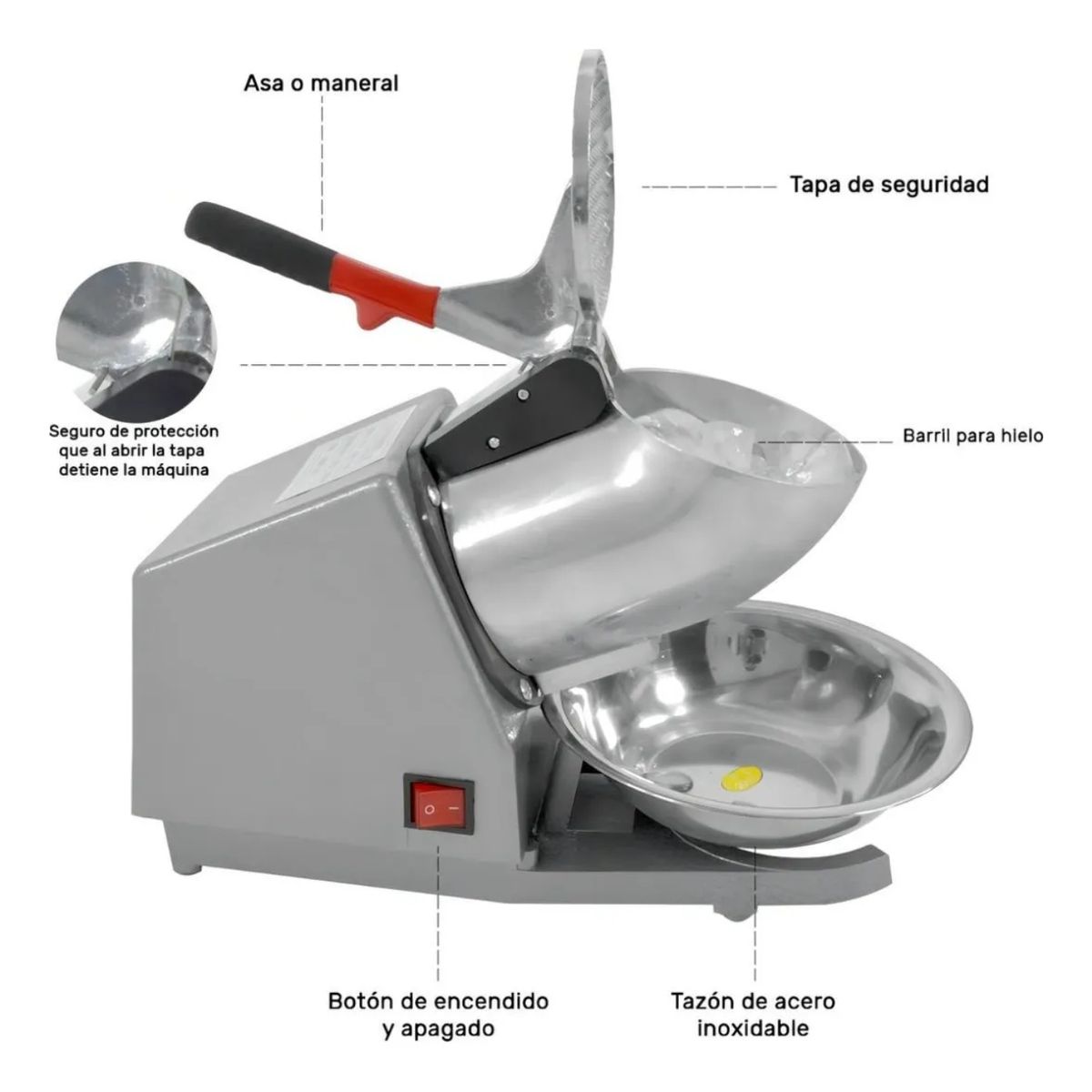 GENERICO - Maquina Pica Hielo Raspados Cholados Triturador De Hielo Metal 110v DE TRIPLE CUCHILLA
