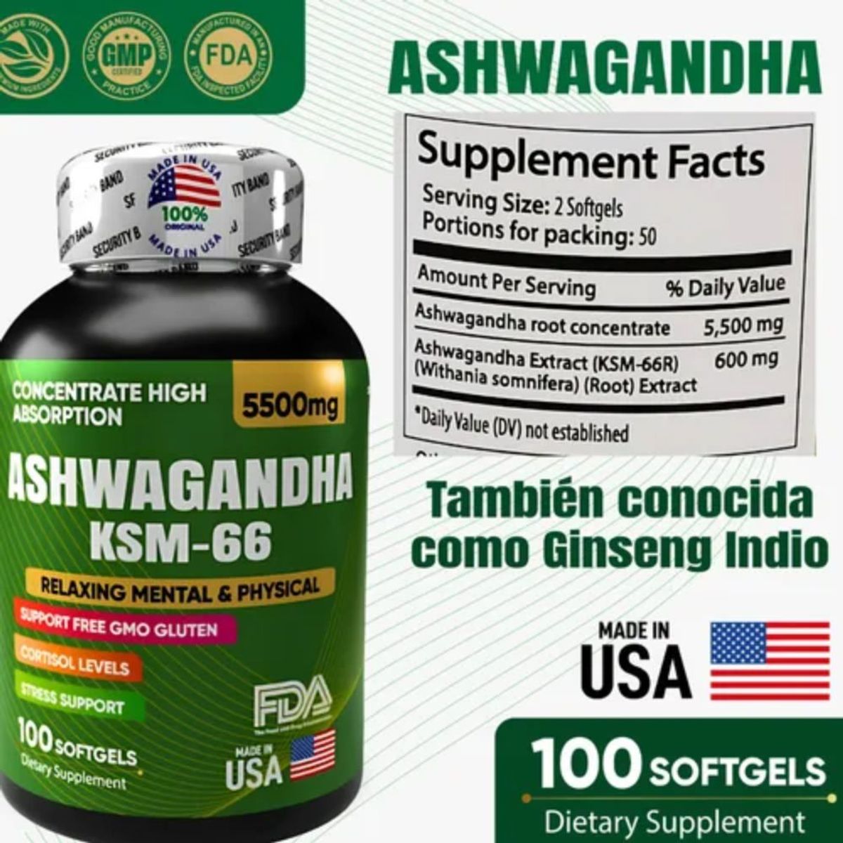 NATURAL ENERGY PRODUCTS - Ashwagandha Americana Ksm-66