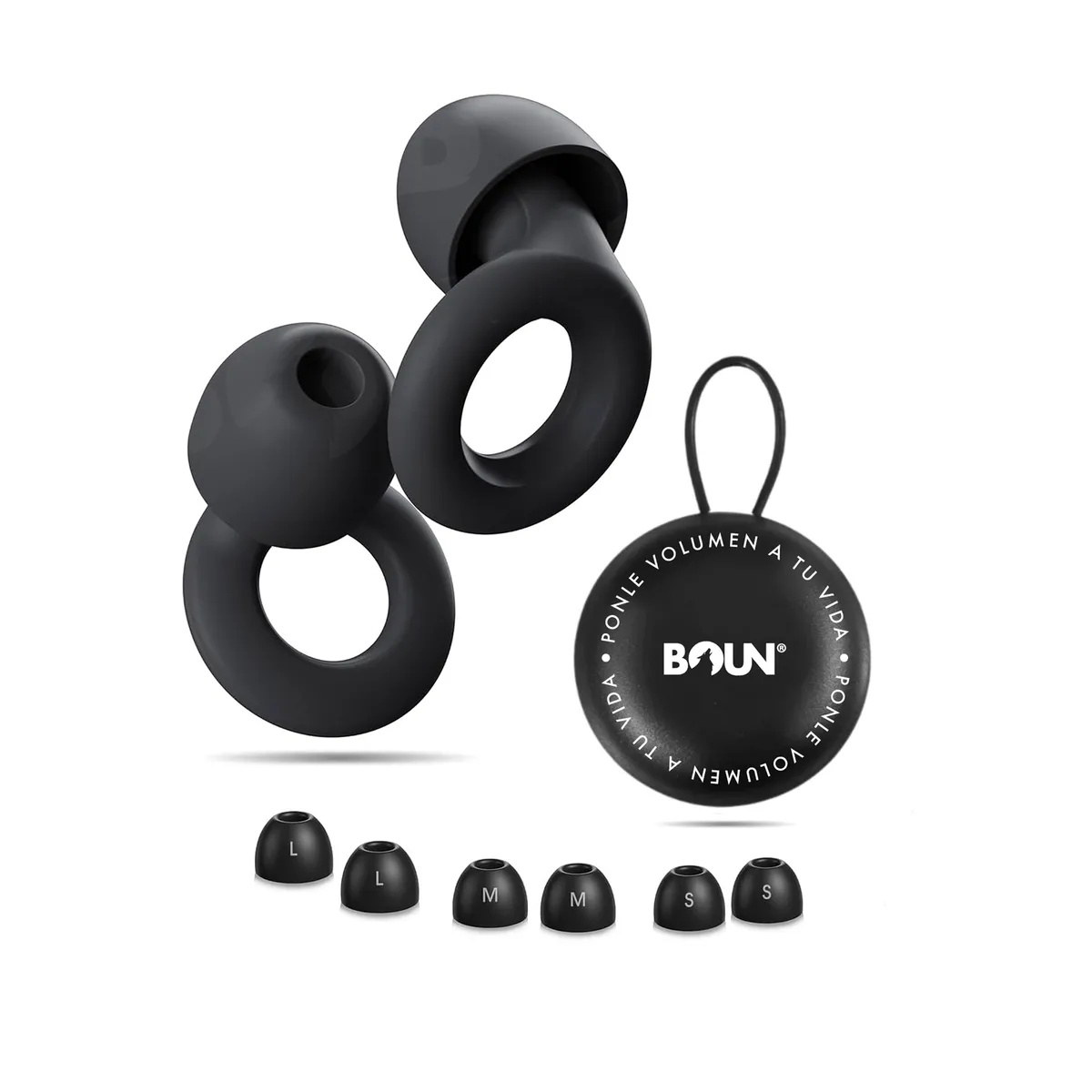 BOUN - Tapones Dormir Concierto Viajar Tapa Oído Protector Ruido Color Negro