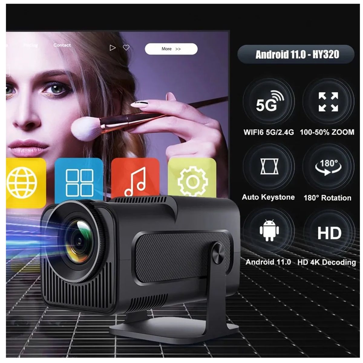 GENERICO - Mini Proyector Hy320 Ultra Hd con Wifi Android Bluetooth y 4k