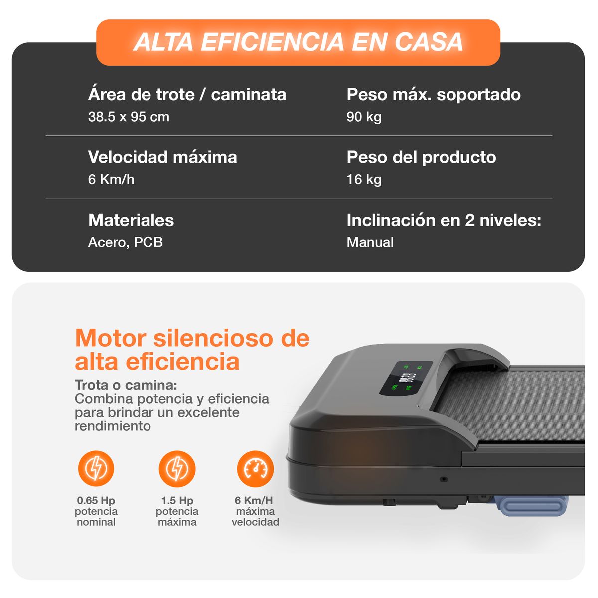 DROPLET - Caminadora Eléctrica Droplet W6 Compacta con Control Remoto
