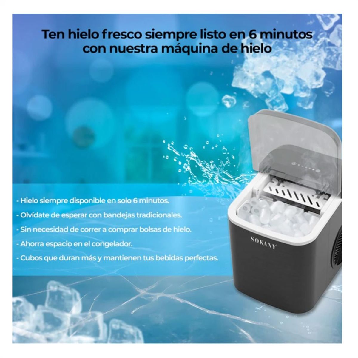 GENERICO - Maquina de Hielo Portatil para Cubitos hasta 26 Lb de Produccion