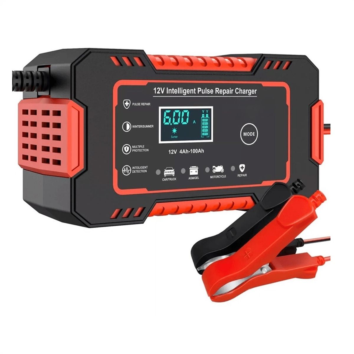 GENERICO - Cargador Inteligente de Baterias 12 V para Moto y Automovil Portatil