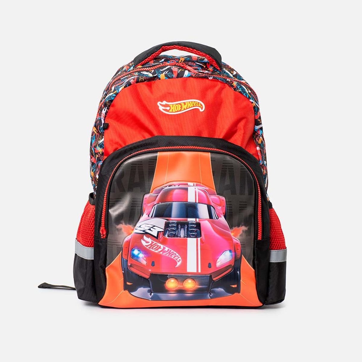 HOT WHEELS - Morral de Hot Wheels 16.5"  rojo y negro para niño