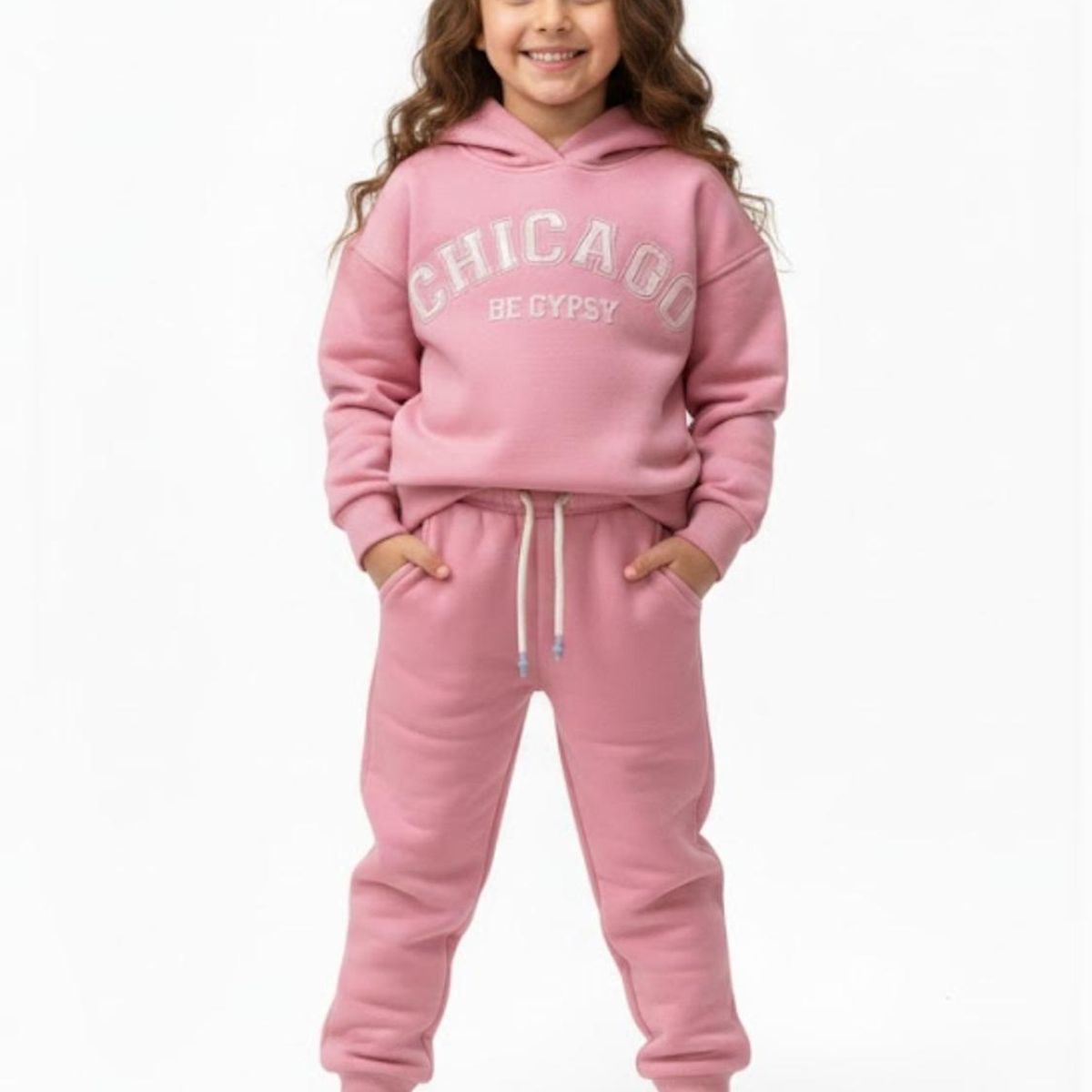 BIGBOYS - Conjunto Sudadera Chicago Rosada Niña