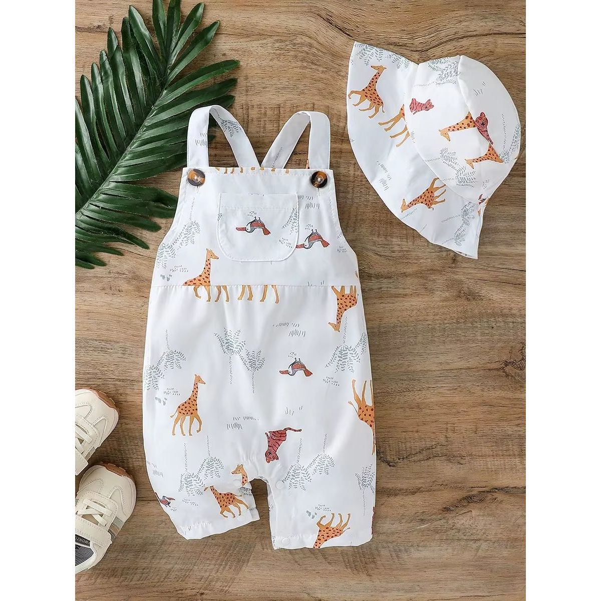 LUSOLSI - Mono sin mangas para bebés  ropa informal con estampado de animales de dibujos animados overol
