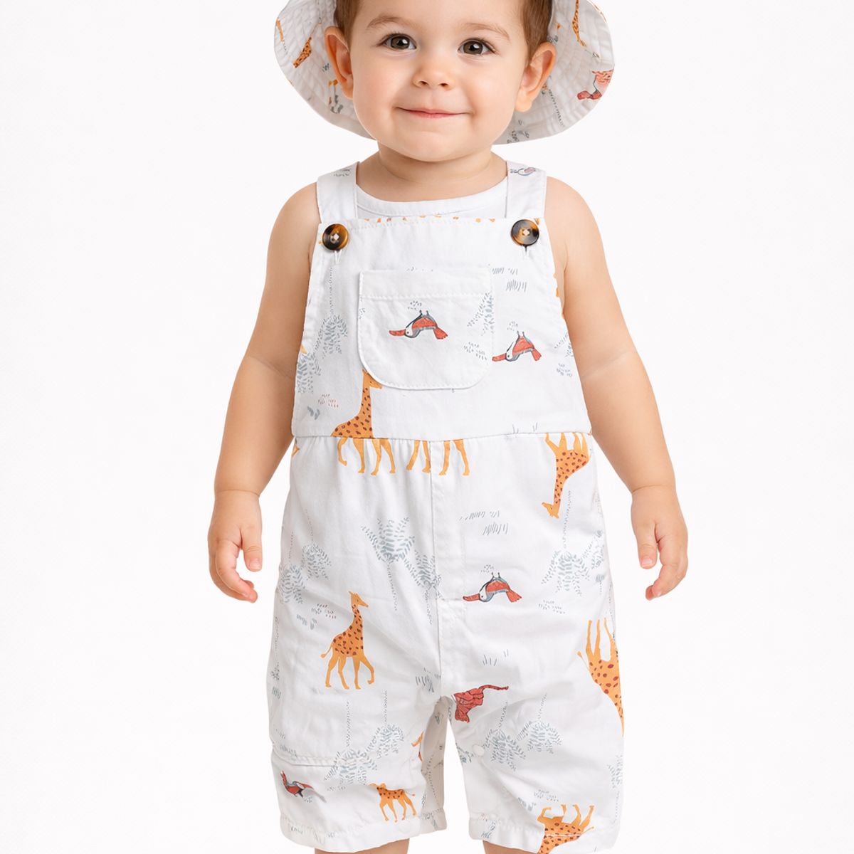 LUSOLSI - Mono sin mangas para bebés  ropa informal con estampado de animales de dibujos animados overol