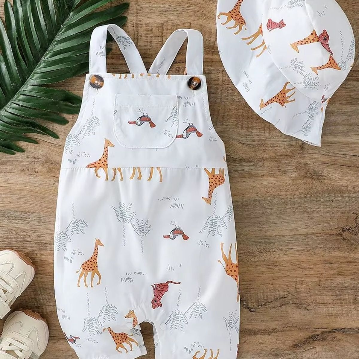 LUSOLSI - Mono sin mangas para bebés  ropa informal con estampado de animales de dibujos animados overol