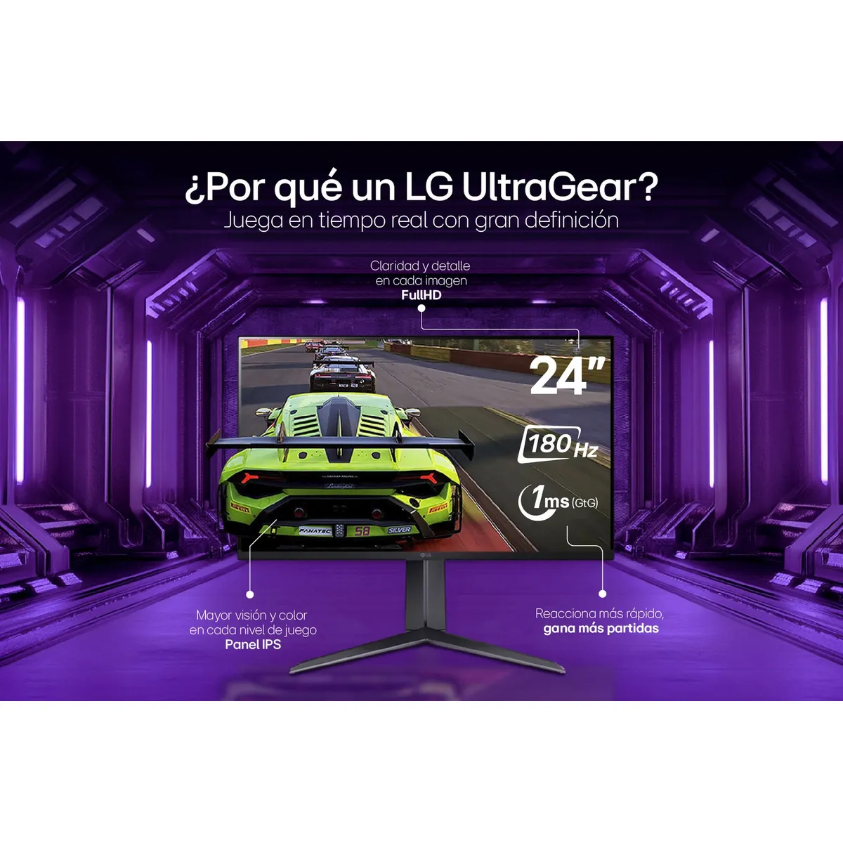 LG - Monitor LG UltraGear 24” FHD 240Hz 24GS65F-BAWP