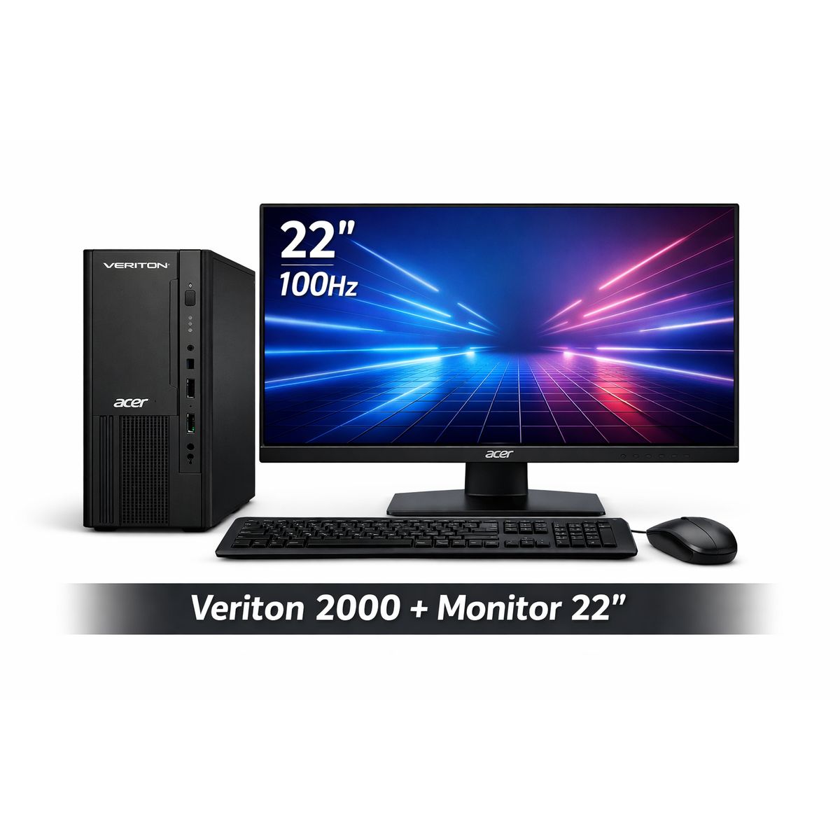 ACER - PC VERITION 2000 + MONITOR 22 100Hz/ INTEL CORE I3 12100 /16GB / SSD 512GB / TECLADO Y MOUSE