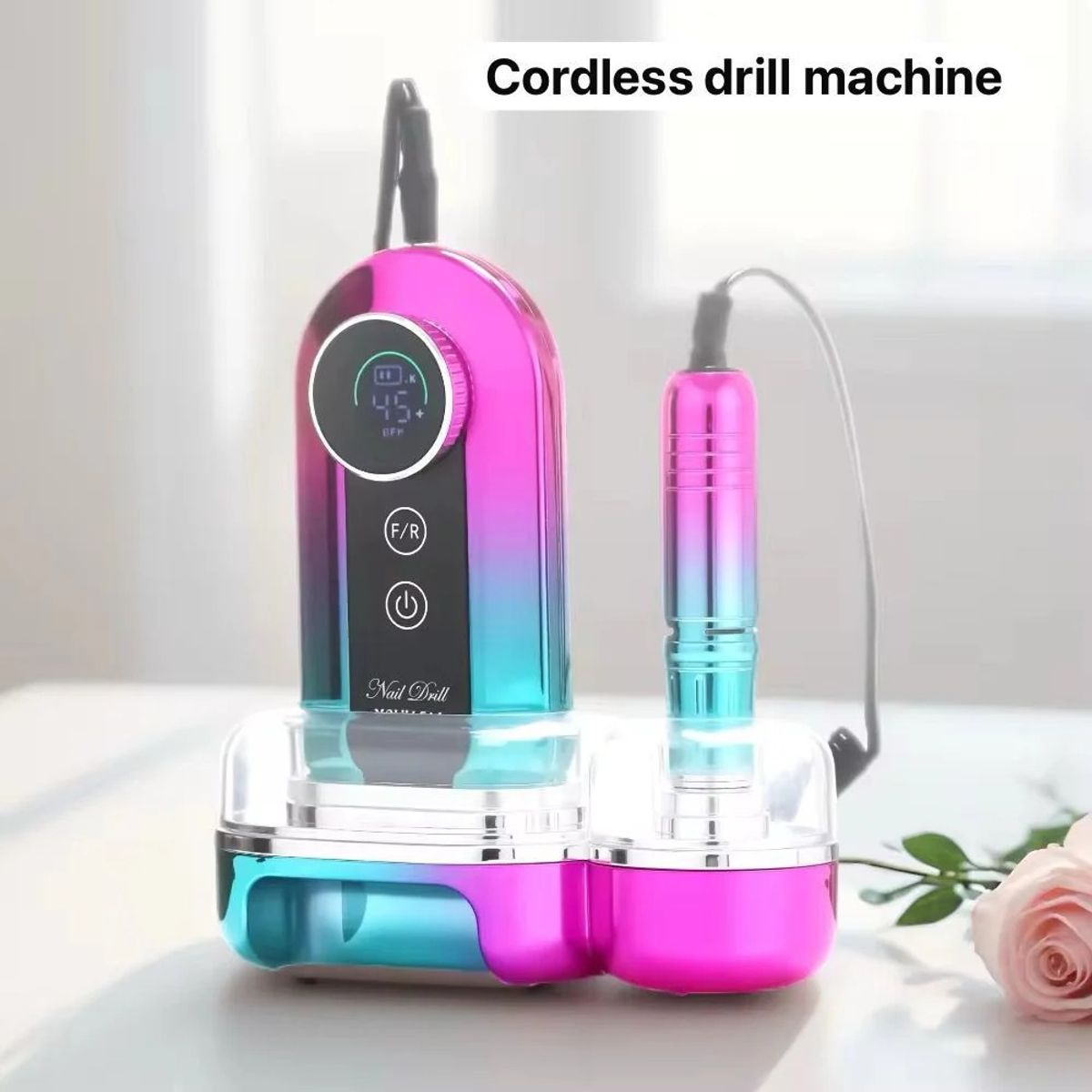 GENERICO - Torno Uñas Profesional 45000 Rpm Inalámbrico Recargable Y Base de Carga