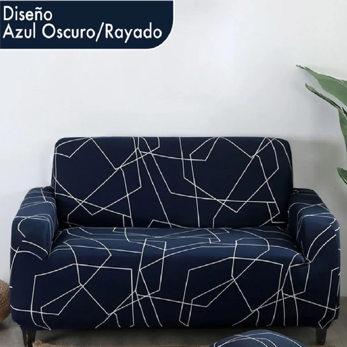 CHINA GLAZE - Forro Funda Protector De Sofá Mueble Sala 2 Puestos azul rayas