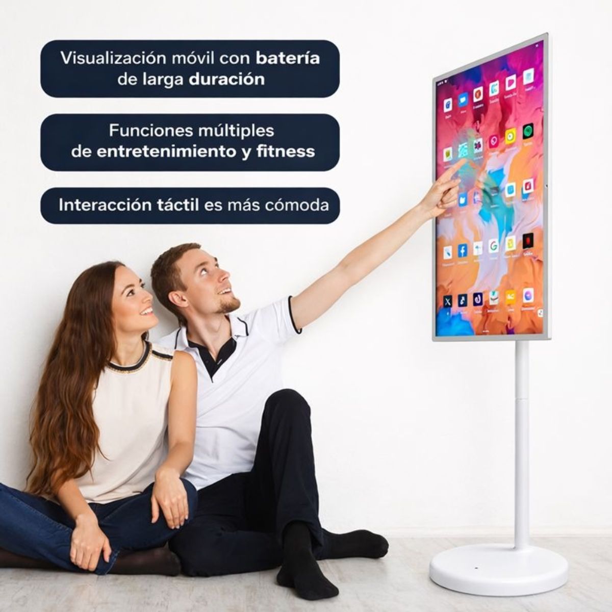 TECNOHOGAR JS - Pantalla Tablet 27 Pulgadas Inteligente Android Pedestal 128