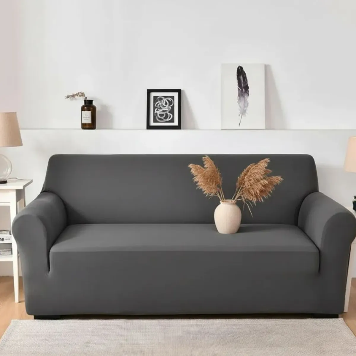 CHINA - Forro Funda Protector De Sofá Mueble Sala 2 Puestos gris oscuro