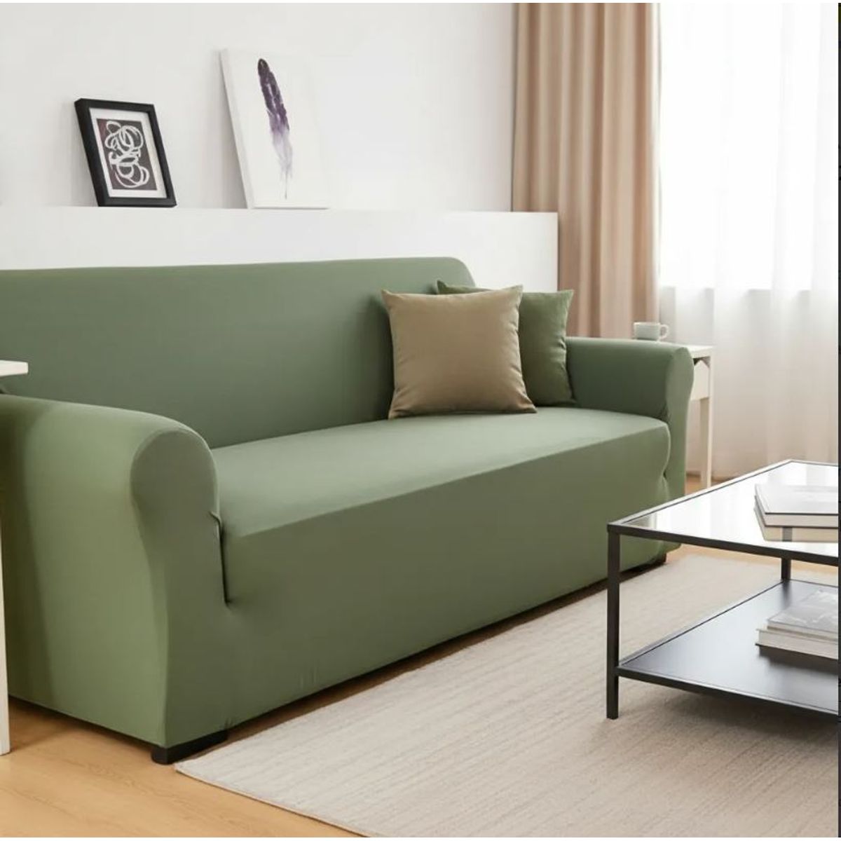 CHINA - Forro Funda Protector De Sofá Mueble Sala 2 Puestos verde oscuro