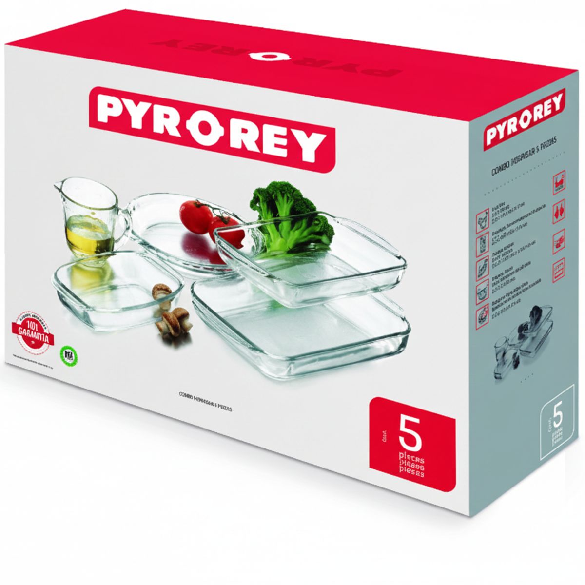 PYR O REY - Set De 5 Refractarias Para Hornear