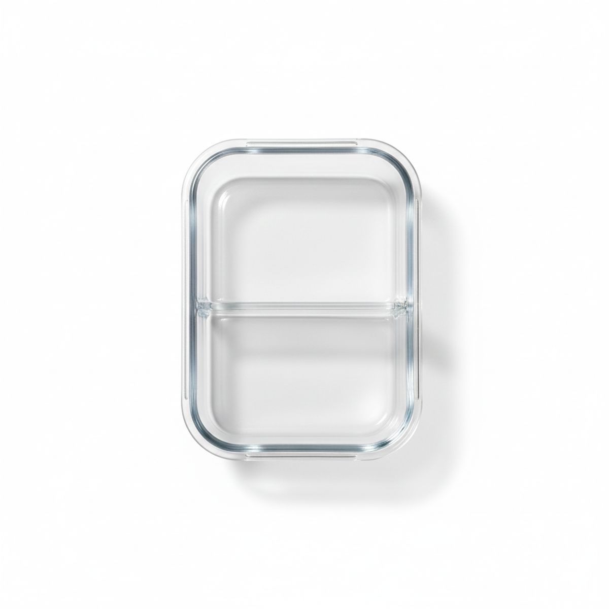 KITCHENWARE - SET X2 CONTENEDORES HERMETICOS RECTANGULARES EN VIDRIO CON DIVISIONES 580ML Y 980ML