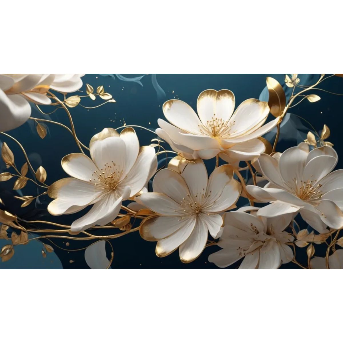 GENERICO - Cuadro Decorativo De Flores Doradas 120 X 70 Decoración Moderna