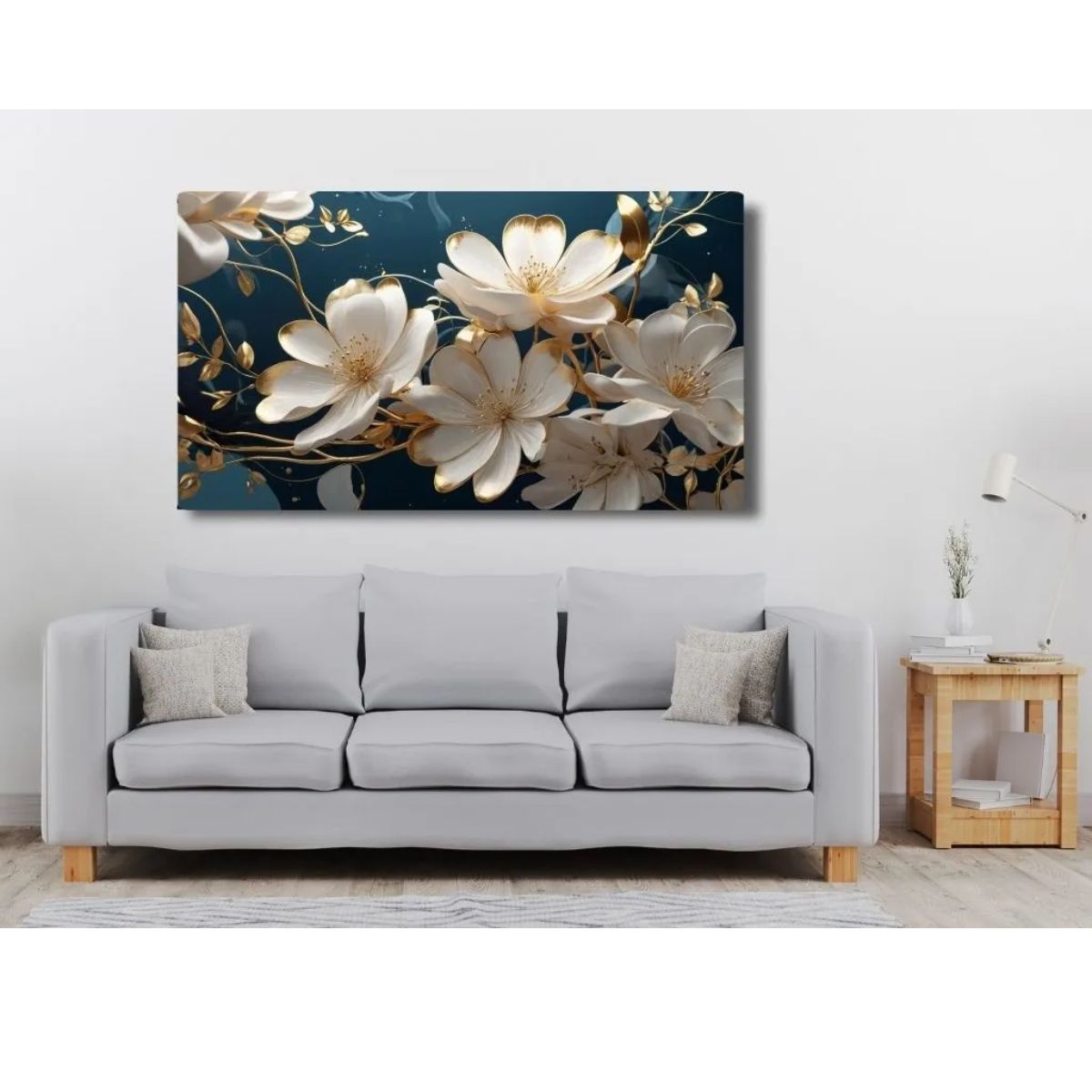 GENERICO - Cuadro Decorativo De Flores Doradas 120 X 70 Decoración Moderna