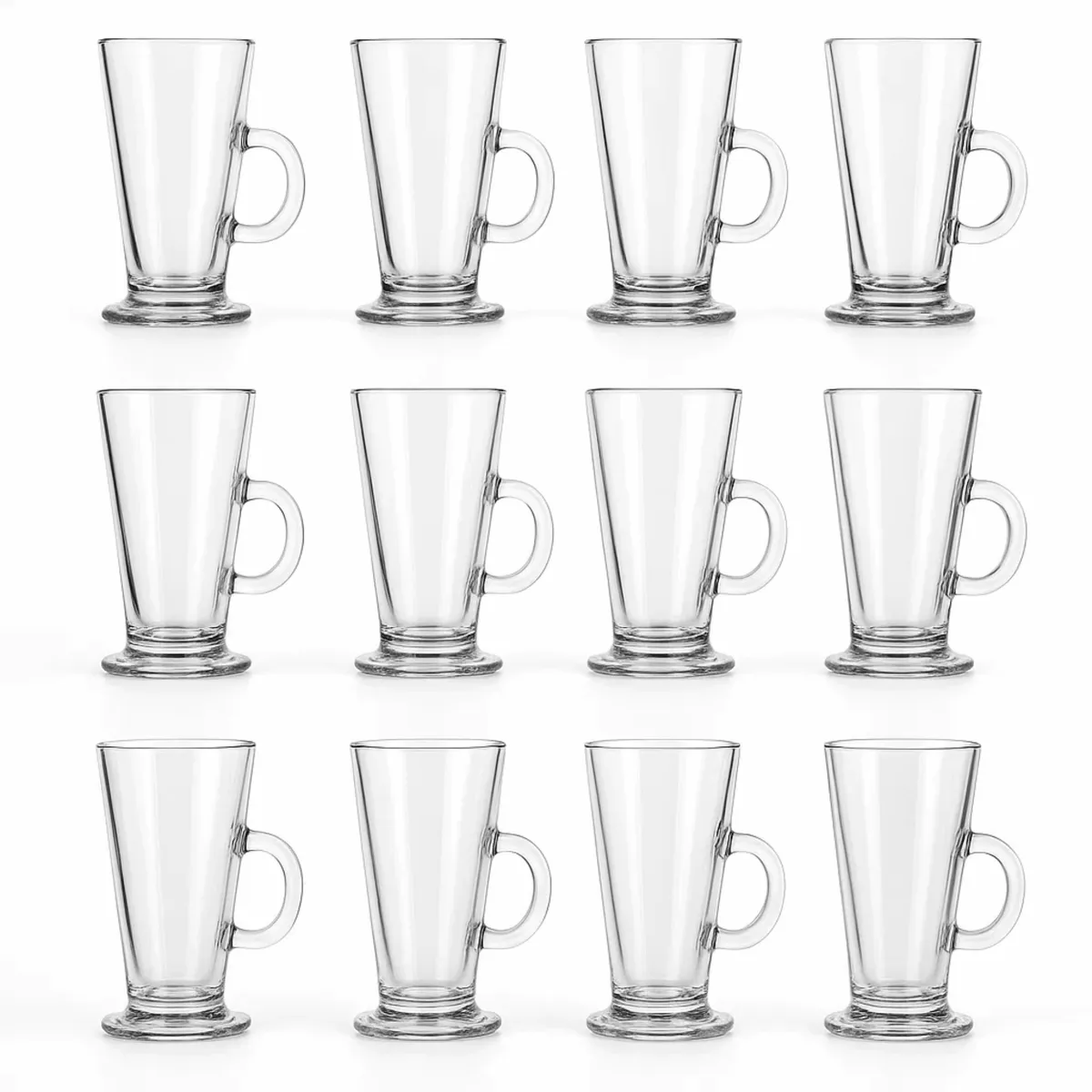 LIBBEY - Set x12 Tarros de Vidrio Irish Coffee 266 ml – Vasos con Asa para Café, Té o Postres