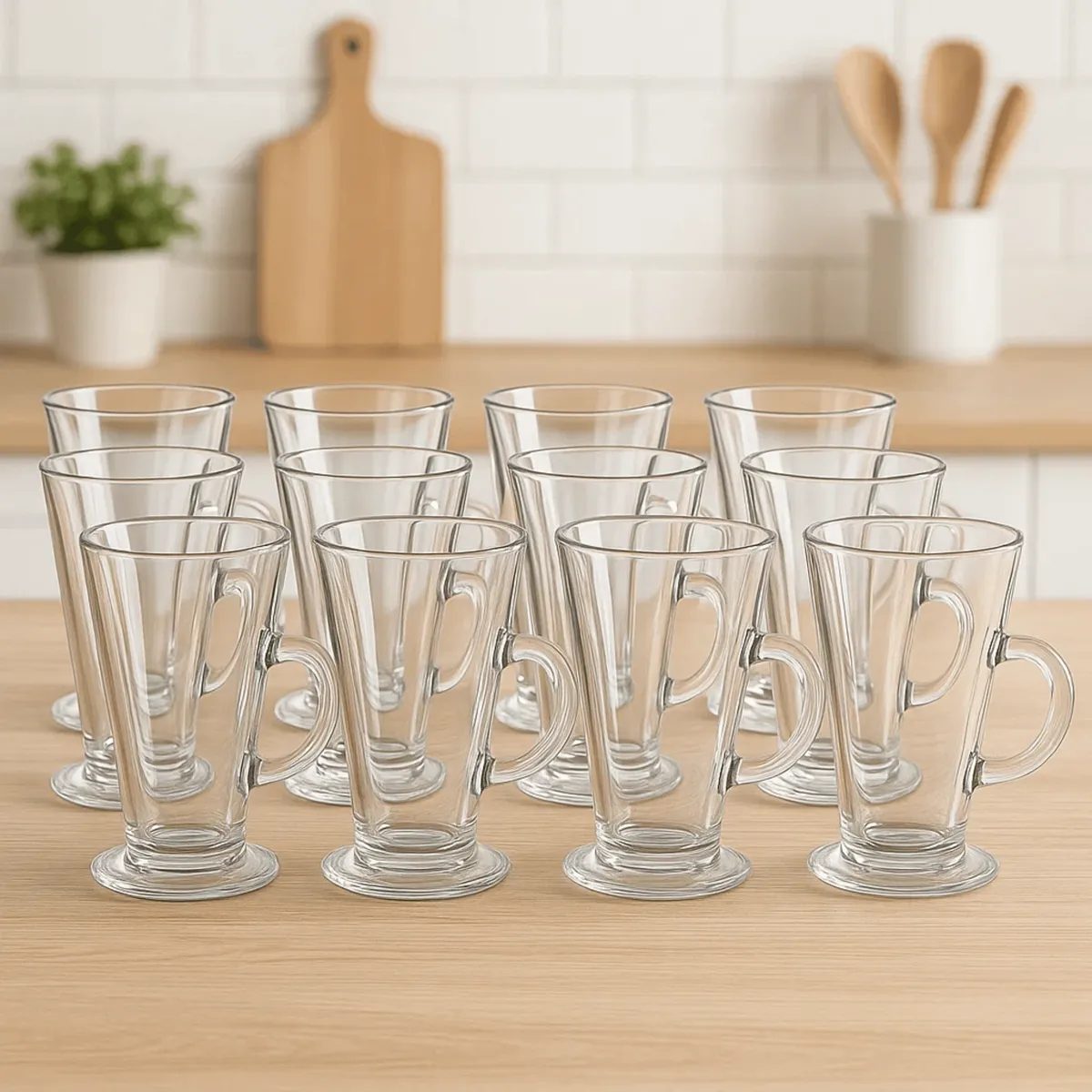 LIBBEY - Set x12 Tarros de Vidrio Irish Coffee 266 ml – Vasos con Asa para Café, Té o Postres