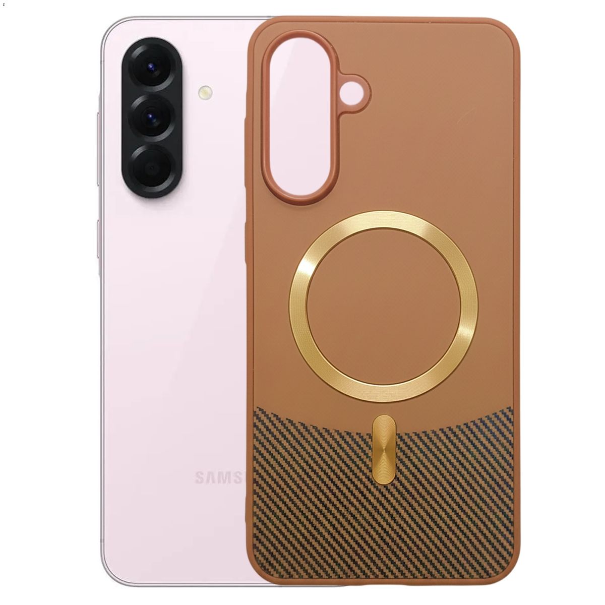 GENERICO - Case Estuche Carbono Carga Magnética Compatible Samsung A56 Café