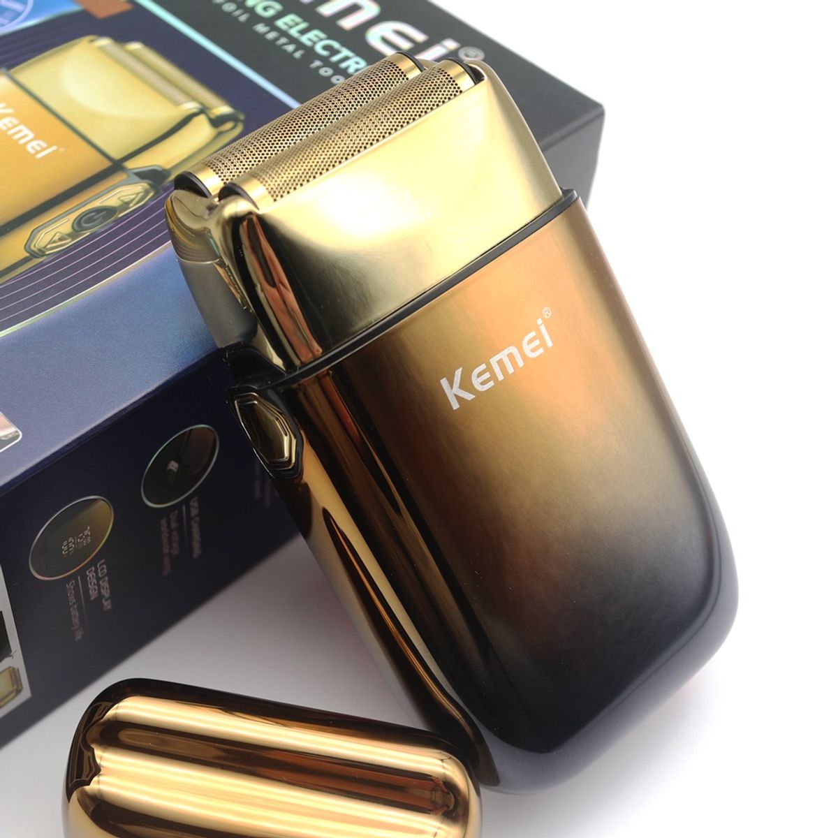 KEMEI - Máquina Barbera Afeitadora Kemei Km TX10 Dorada Digital