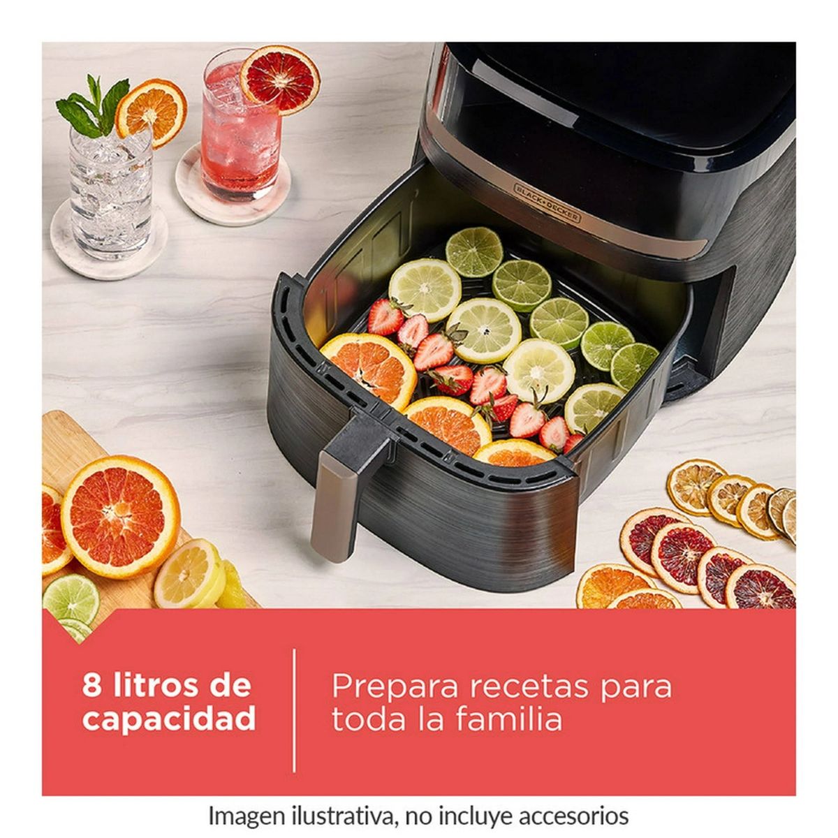 BLACK+DECKER - Freidora de Aire  8.0 Litros  Negro