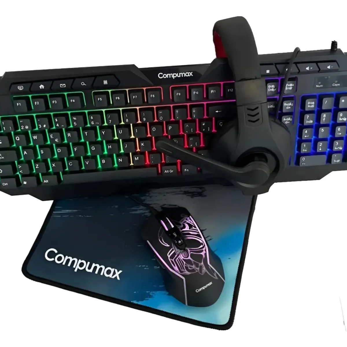 COMPUMAX - Combo Gamer 4 en 1 Compumax Teclado Mouse Auriculares Mousepad