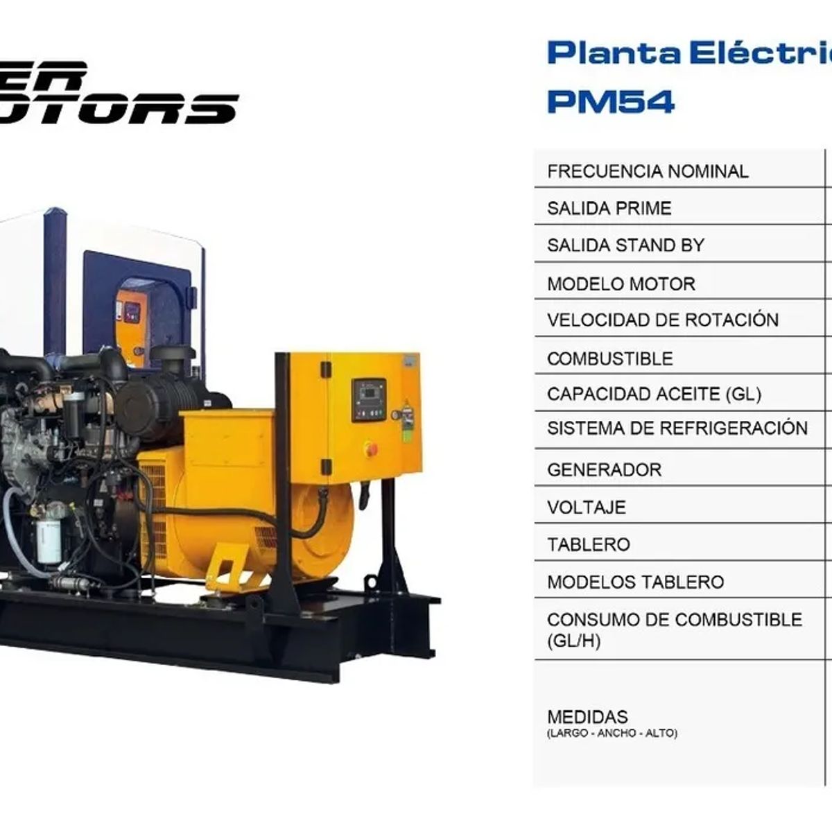 POWER MOTORS - Planta Electrica Generador Power Motors 54 Kw Perkins Ingles