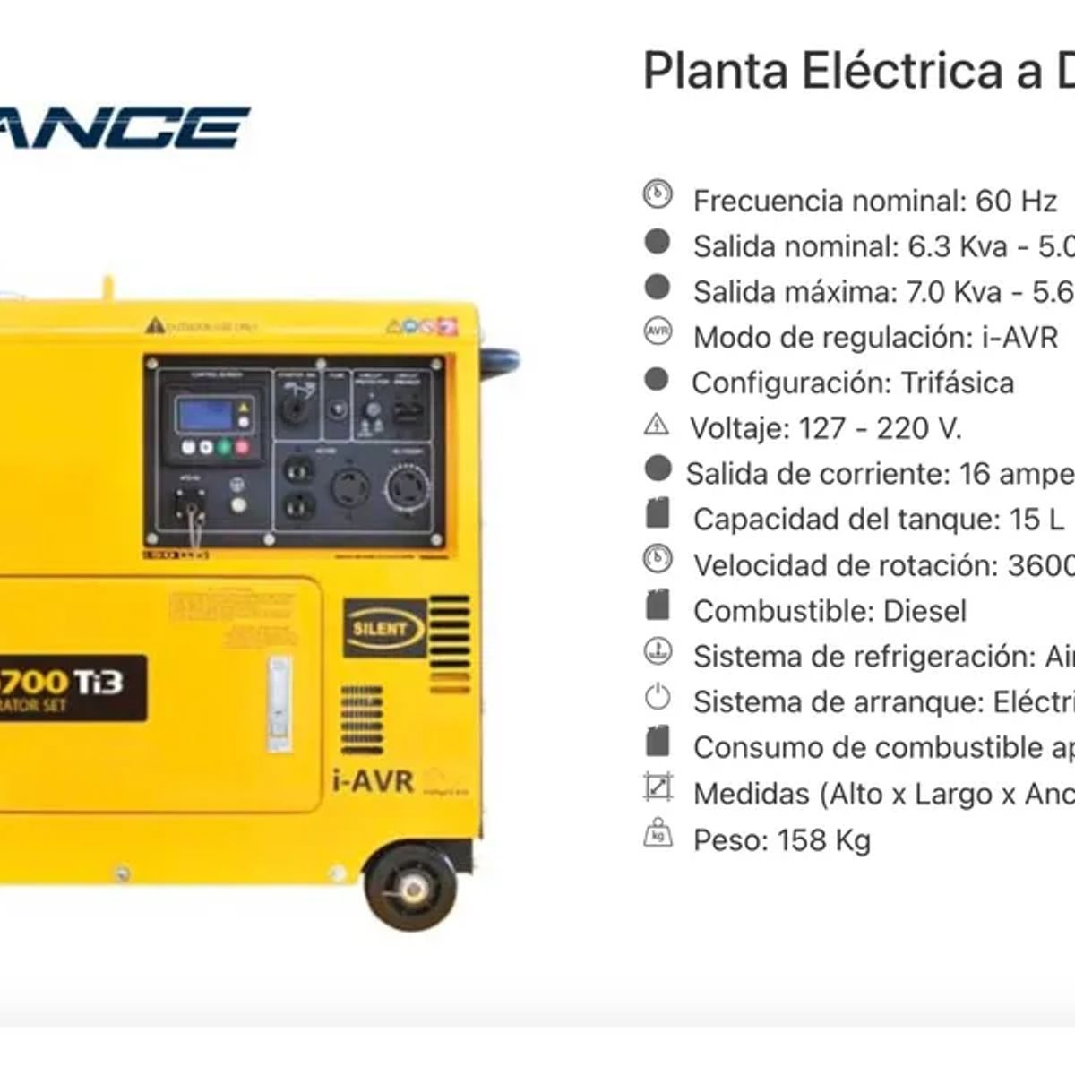 ADVANCE - Planta Eléctrica O Generador Advance Diesel Rde6700ti3