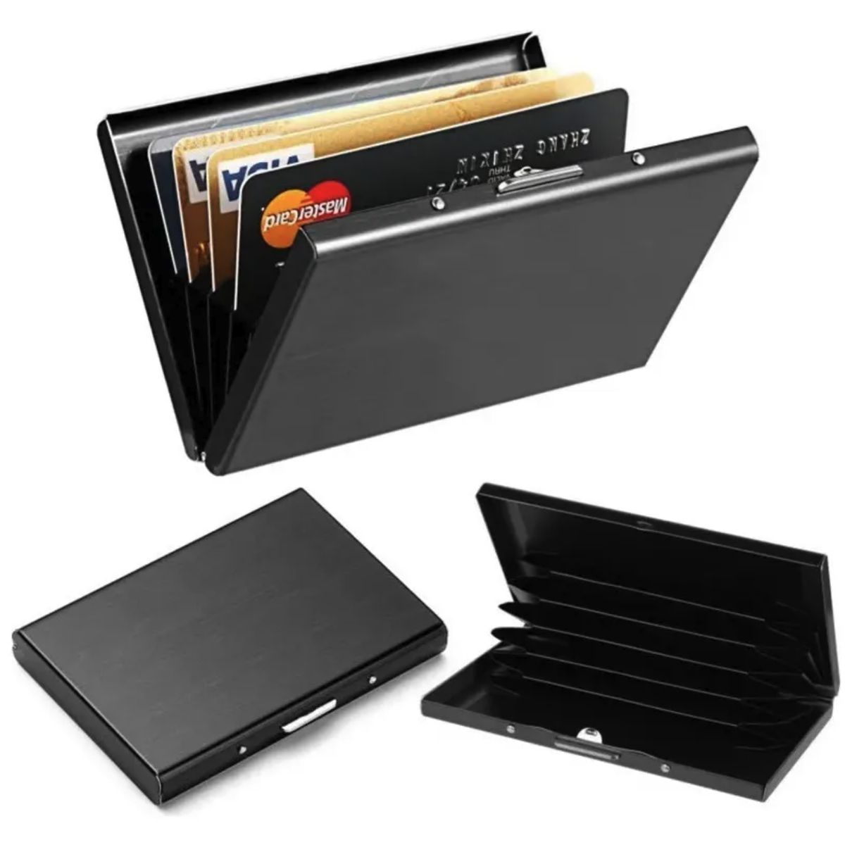 BOUN - Billetera Inteligente Bloqueo Anti Rfid Tarjetero Aluminio Color Negro