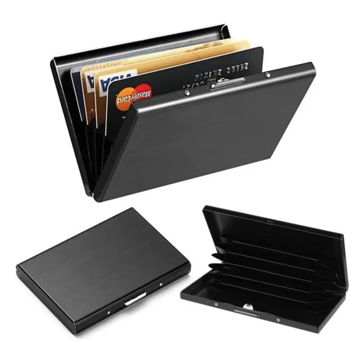 BOUN - Billetera Inteligente Bloqueo Anti Rfid Tarjetero Aluminio Color Negro