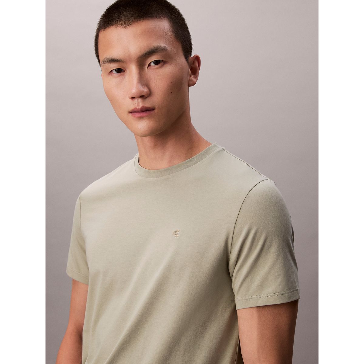 CALVIN KLEIN - Camiseta verde slim de manga corta Calvin Klein