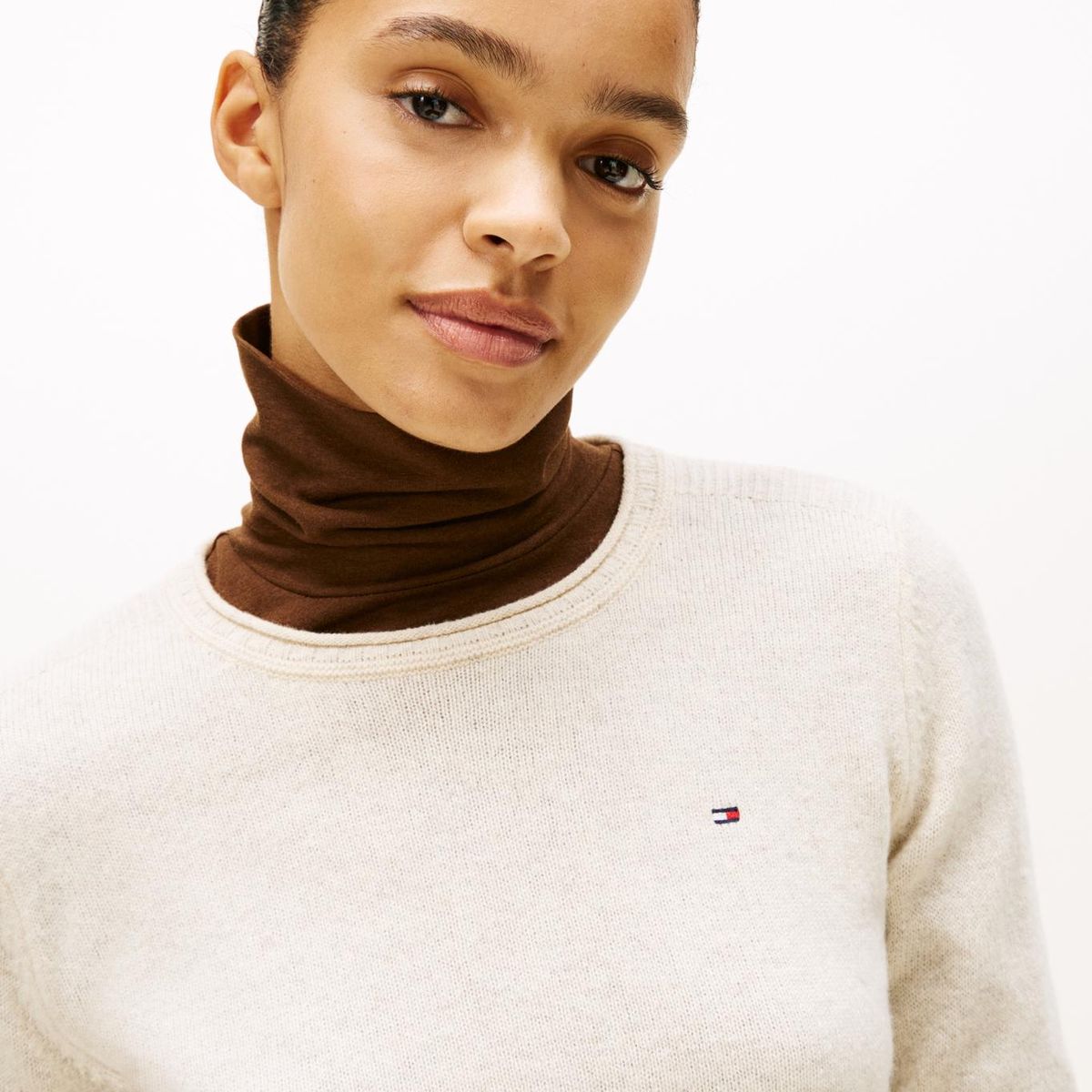 TOMMY HILFIGER - Saco blanco de lana con cuello redondo Tommy Hilfiger