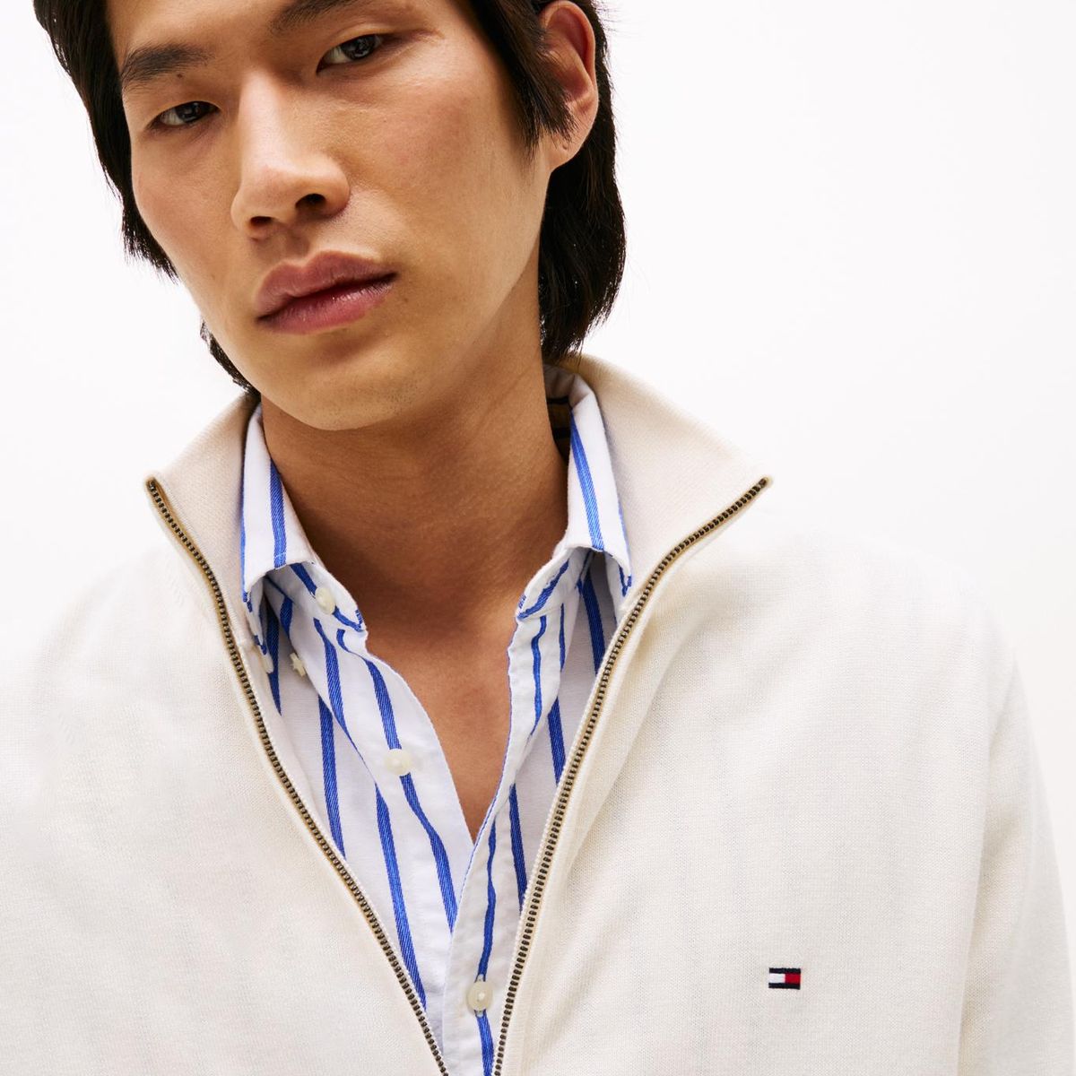 TOMMY HILFIGER - Saco blanco de cuello perkins con cremallera Tommy Hilfiger