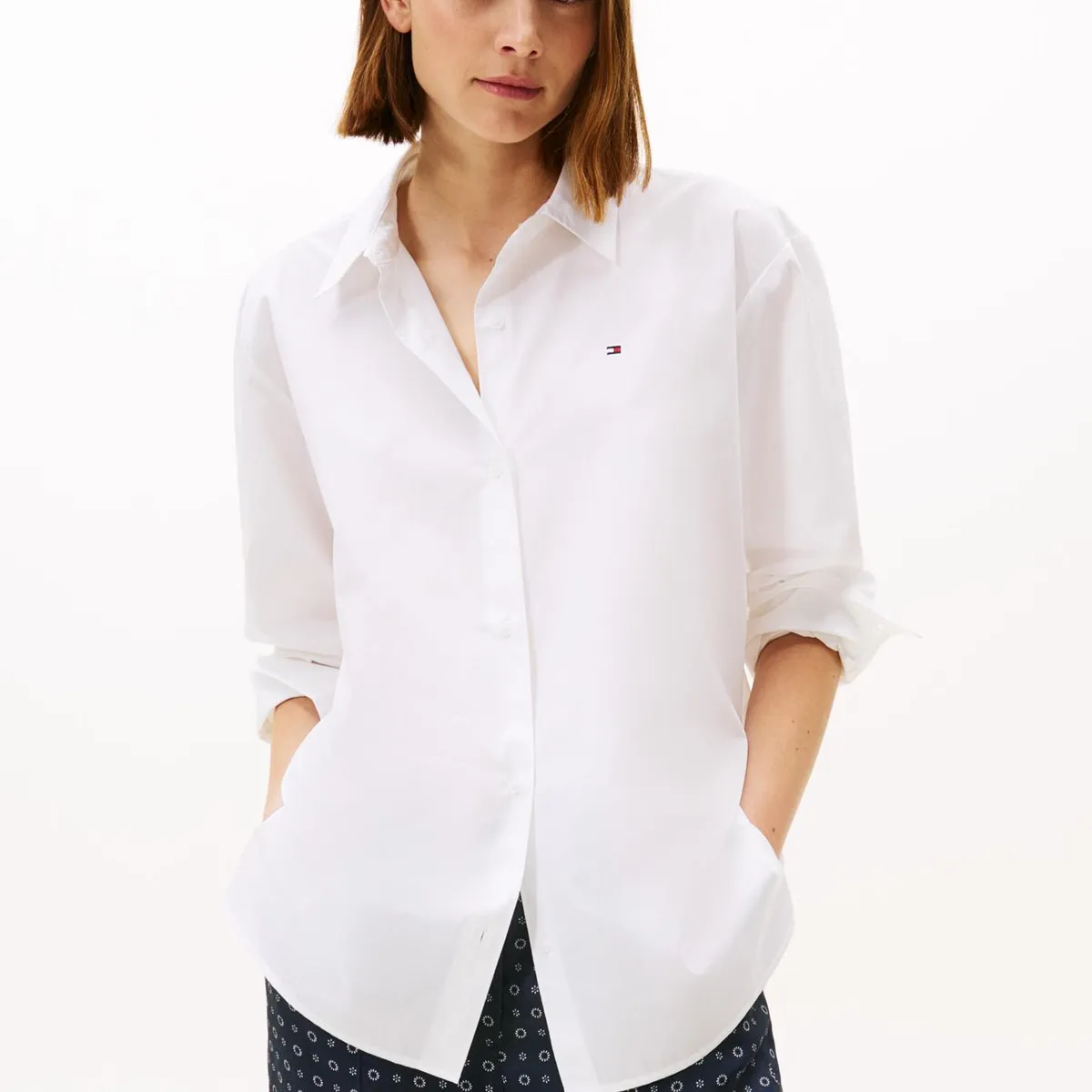TOMMY HILFIGER - Camisa blanca de popelín con corte oversize Tommy Hilfiger