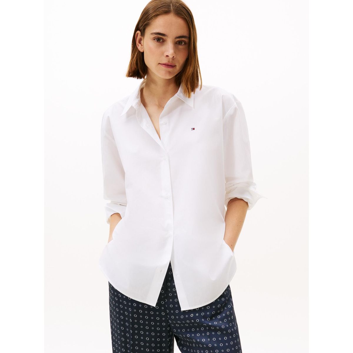 TOMMY HILFIGER - Camisa blanca de popelín con corte oversize Tommy Hilfiger