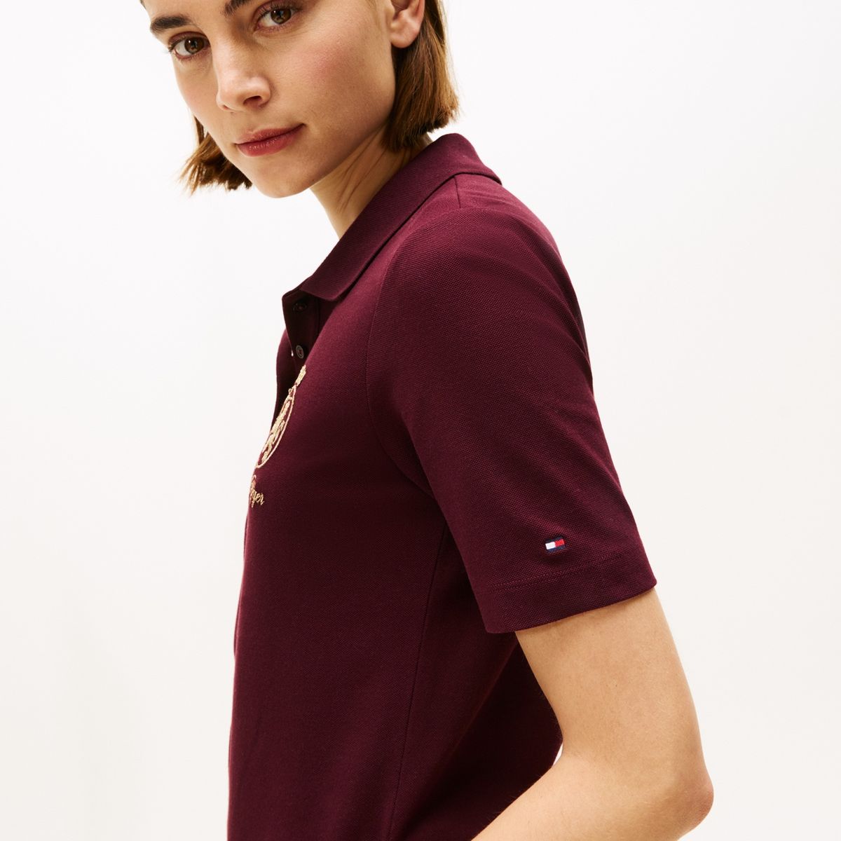 TOMMY HILFIGER - Polo rojo de corte regular con escudo bordado Tommy Hilfiger