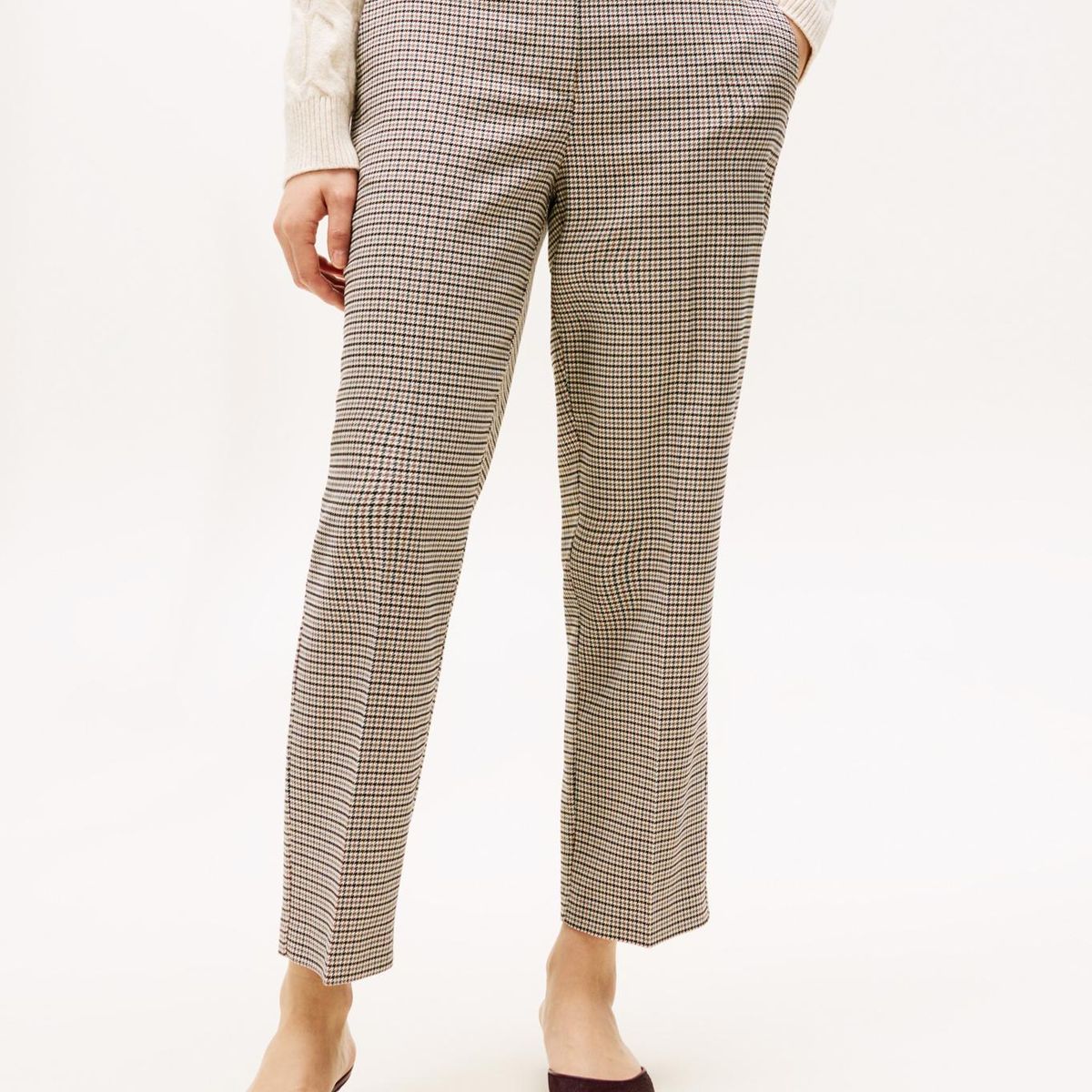TOMMY HILFIGER - Pantalón beige casual con estampado de cuadros Tommy Hilfiger