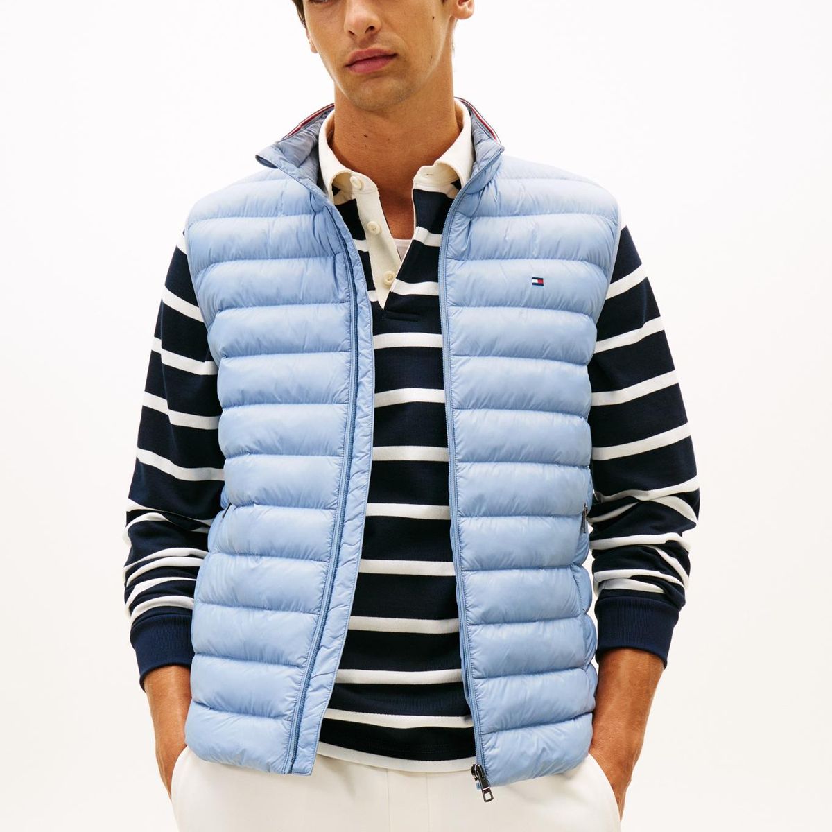 TOMMY HILFIGER - Chaleco azul plegable en tejido que repele el agua Tommy Hilfiger