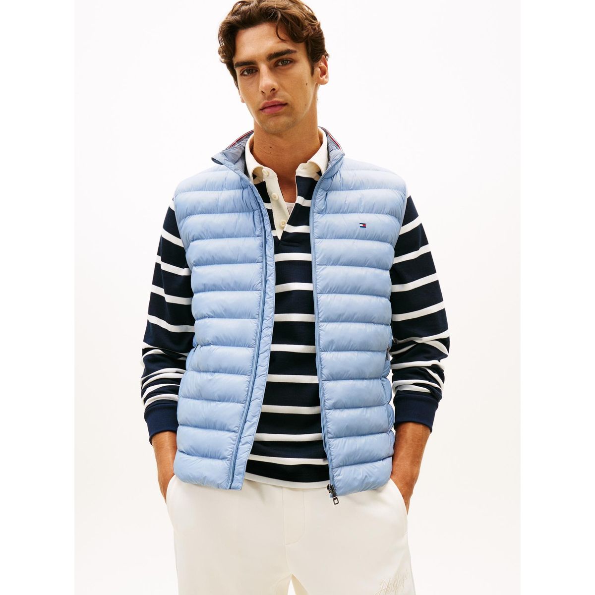TOMMY HILFIGER - Chaleco azul plegable en tejido que repele el agua Tommy Hilfiger