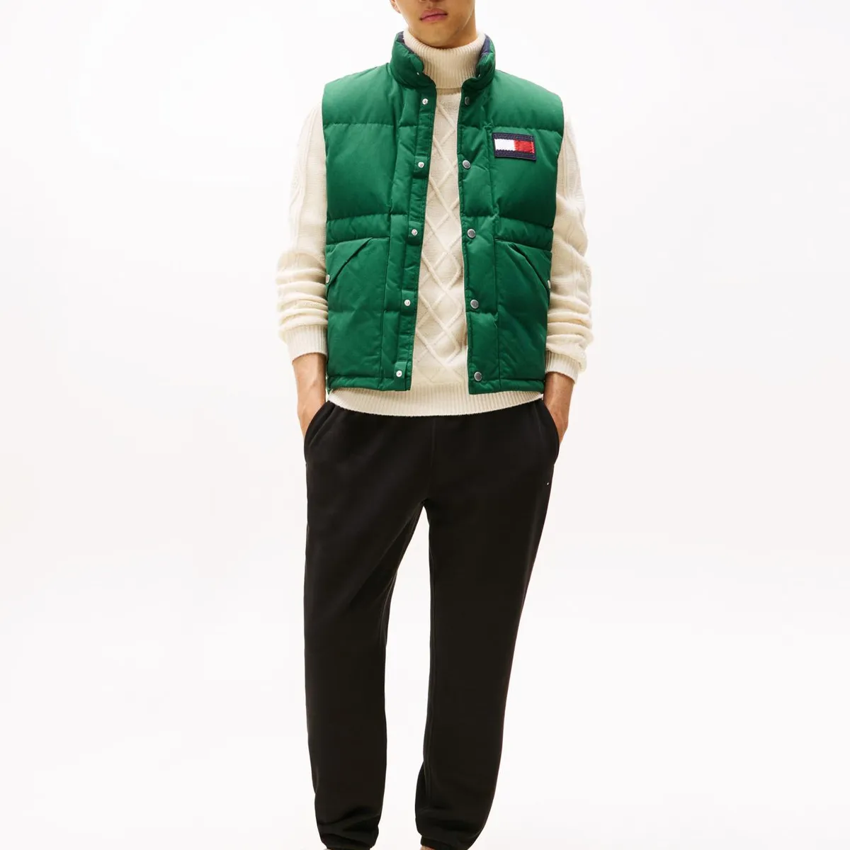 TOMMY HILFIGER - Joggers negro de felpa con bajos elásticos Tommy Hilfiger